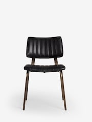 Set of 2 Distressed Faux Leather Black Aiden Bronze Effect Leg Dining Chairs - Image 3 of 8