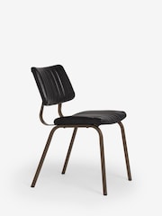 Set of 2 Distressed Faux Leather Black Aiden Bronze Effect Leg Dining Chairs - Image 4 of 8