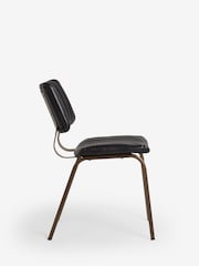 Set of 2 Distressed Faux Leather Black Aiden Bronze Effect Leg Dining Chairs - Image 5 of 8