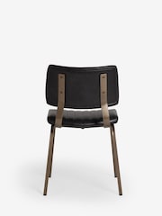Set of 2 Distressed Faux Leather Black Aiden Bronze Effect Leg Dining Chairs - Image 6 of 8