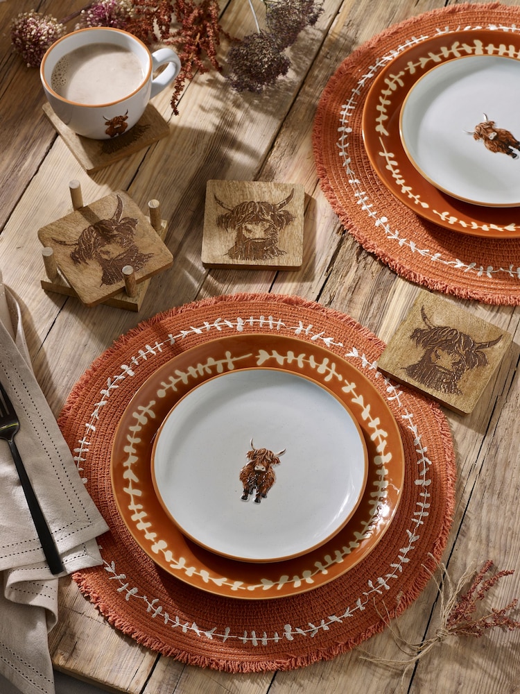 Set of 4 Wood Hamish Coasters with Holder - Image 2 of 3