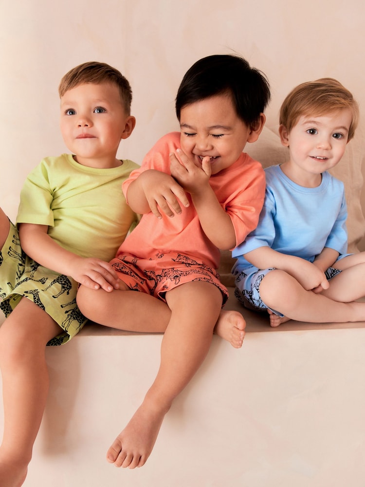 Dino multicolore brillant - 100% coton Short Woven Bottoms Pyjamas 3 Lot (9mths-12yrs) - Image 1 de 4