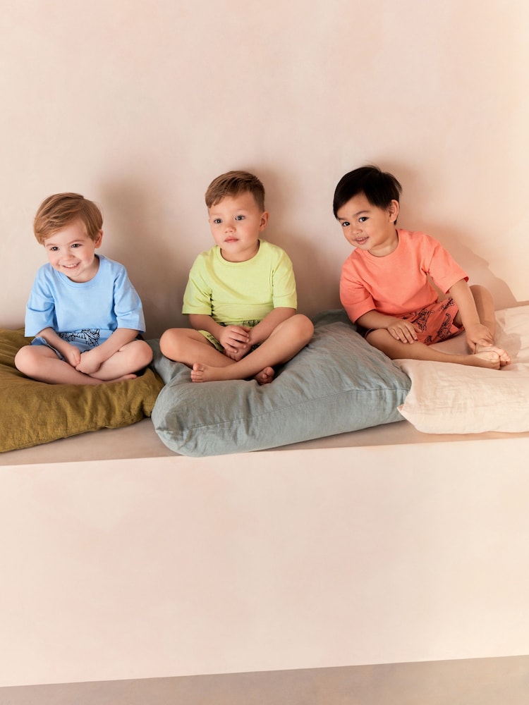 Dino multicolore brillant - 100% coton Short Woven Bottoms Pyjamas 3 Lot (9mths-12yrs) - Image 4 de 4