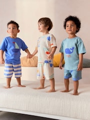 Moder/Cream/zelen kit - 100% Bombažna kratka pižama 3 komplet (9mths-12yrs) - Slika 1 iz 12