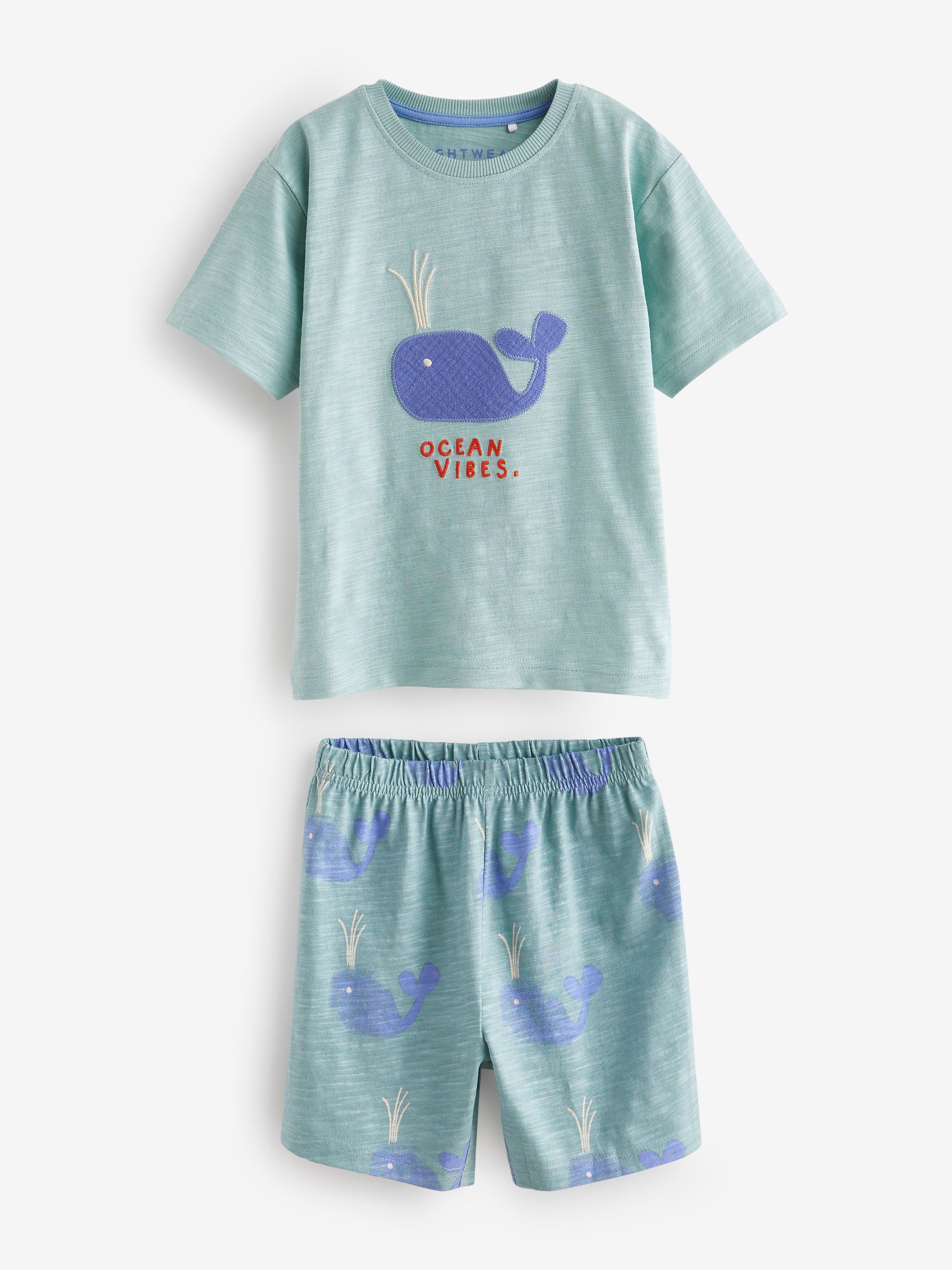 【通販激安】 Buy Blue/Cream/Green Whale 100% Cotton Short Pyjamas 3 Pack 小物