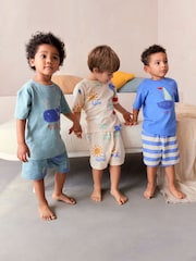 Moder/Cream/zelen kit - 100% Bombažna kratka pižama 3 komplet (9mths-12yrs) - Slika 2 iz 12