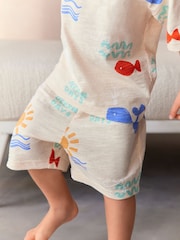Moder/Cream/zelen kit - 100% Bombažna kratka pižama 3 komplet (9mths-12yrs) - Slika 4 iz 12