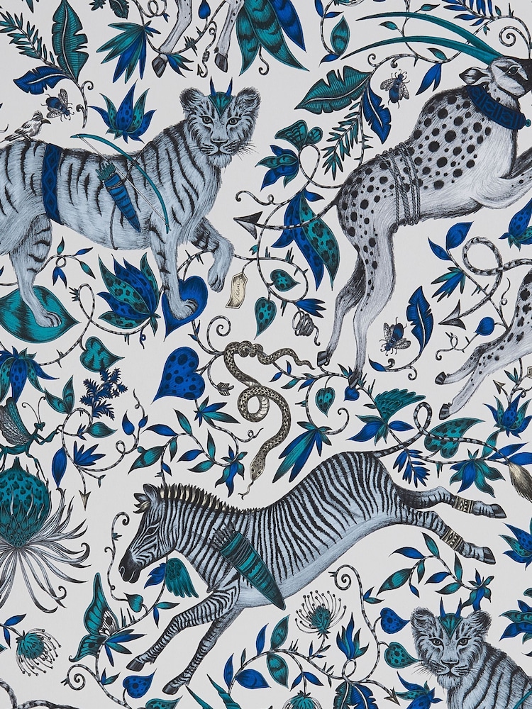 Clarke and Clarke Protea Blue Emma J Shipley Wilderie Protea A4 Wallpaper Sample - Image 1 of 1