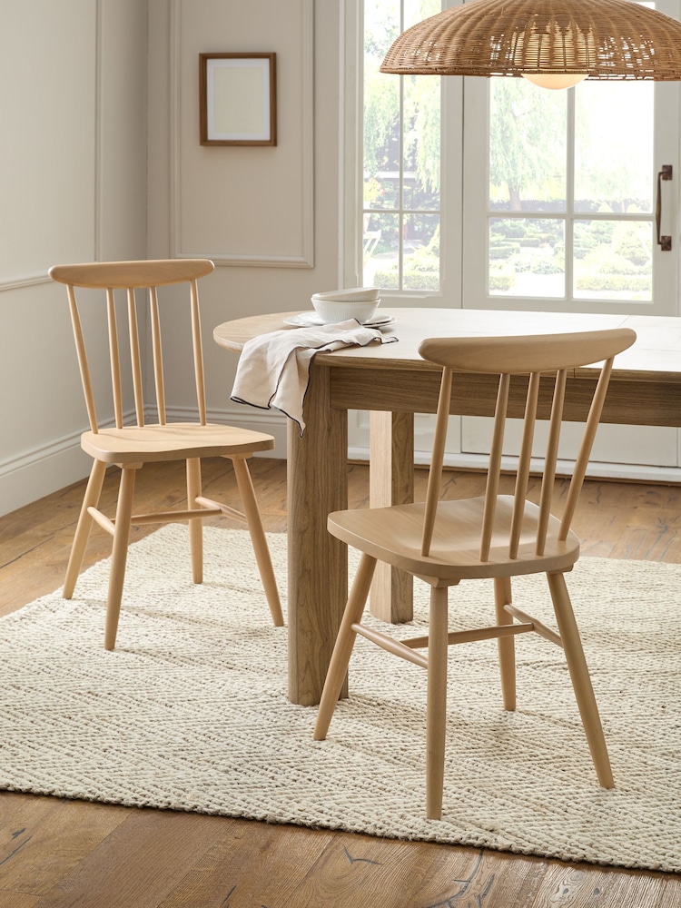 Set of 2 Light Natural Fin Wooden Dining Chairs - Image 1 of 5