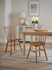 Set of 2 Dark Natural Fin Wooden Dining Chairs - Image 1 of 9