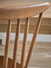 Set of 2 Dark Natural Fin Wooden Dining Chairs - Image 2 of 9