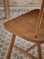 Set of 2 Dark Natural Fin Wooden Dining Chairs - Image 3 of 9