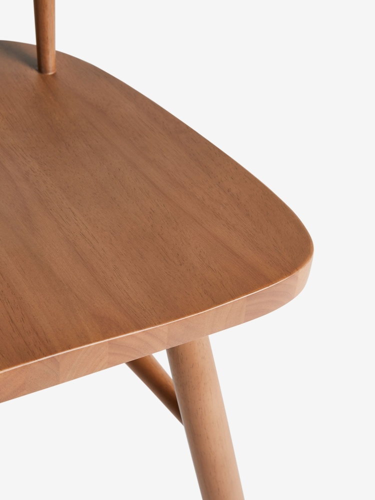 Set of 2 Dark Natural Fin Wooden Dining Chairs - Image 9 of 9