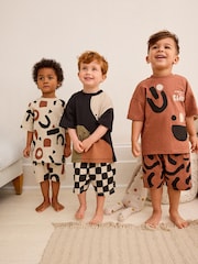 Black/Tan Smile Short Pyjamas 3 Pack (9mths-12yrs) - Image 1 of 1