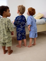 Modra/zelena vaflja dinozaver - 3 paket kratkih pižam (9mesec-10leto) - Slika 2 iz 9