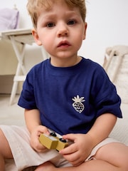 Zeleno-modra obleka s Pineapple palme - 100% bombaž Short Tkani spodnji del pižame 3 komplet (9meseci-12leta) - Slika 3 iz 10