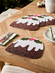 Set of 4 Christmas Pudding Shaped Placemats - Bild 1 von 3