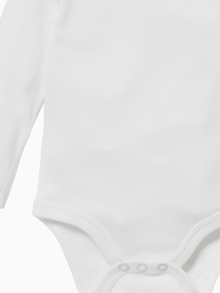 Blanco - MORI Cotton & Bamboo Long Sleeve Envelope Neckline Bodysuit - Imagen 4 de 4