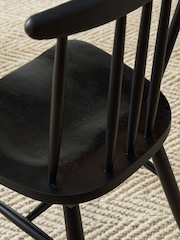 Set of 2 Black Fin Wooden Dining Chairs - Image 2 of 7