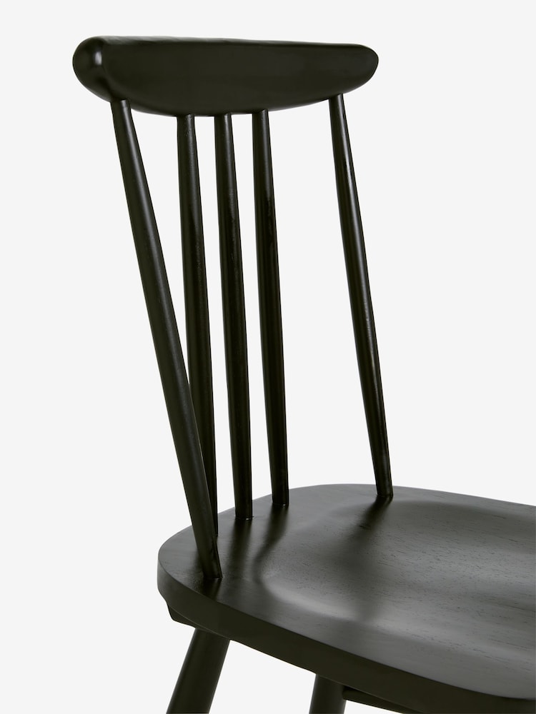 Set of 2 Black Fin Wooden Dining Chairs - Image 7 of 7