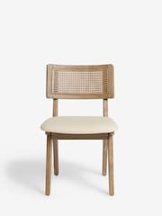 Set of 2 Contemporary Tweed Linen Natural Abel Dark Wood Leg Dining Chairs - Image 3 of 7