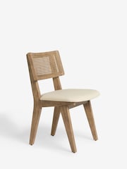 Set of 2 Contemporary Tweed Linen Natural Abel Dark Wood Leg Dining Chairs - Image 4 of 7