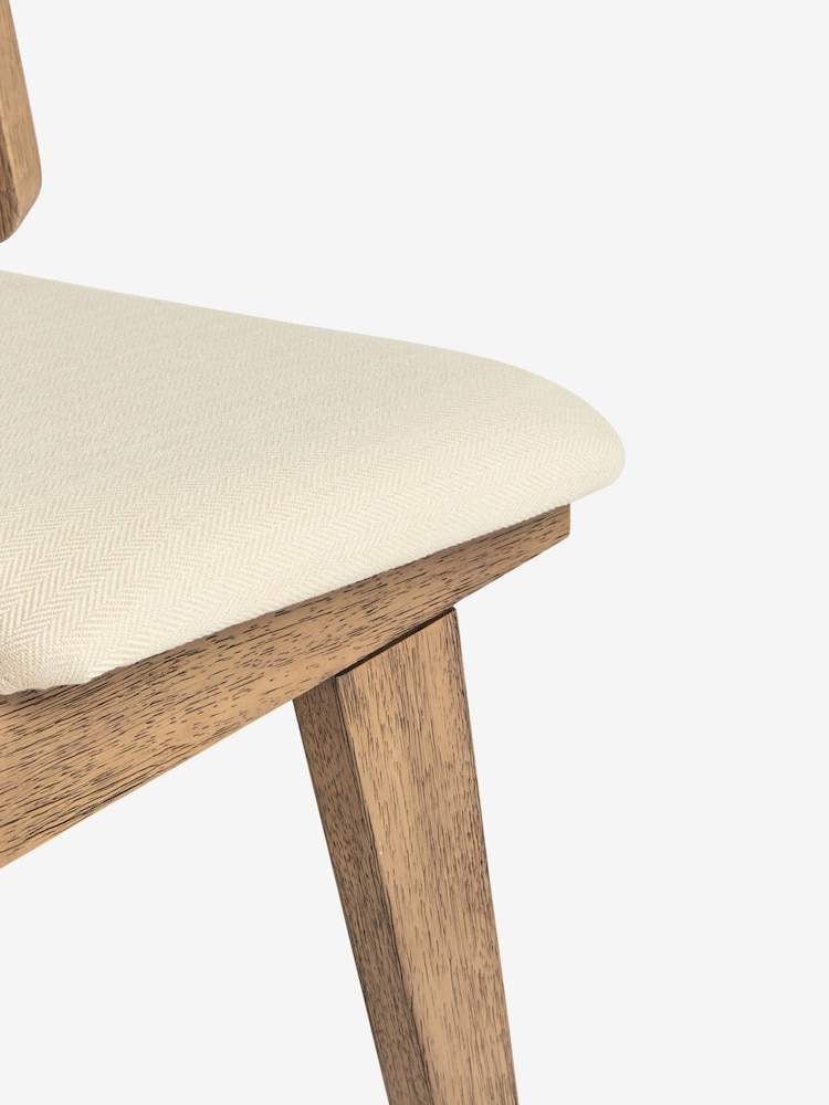 Set of 2 Contemporary Tweed Linen Natural Abel Dark Wood Leg Dining Chairs - Image 7 of 7