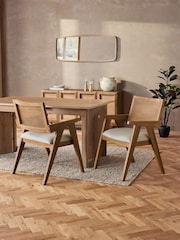Contemporary Tweed Linen Natural Abel Arm Dining Chair - Image 1 of 7