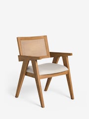 Contemporary Tweed Linen Natural Abel Arm Dining Chair - Image 3 of 7