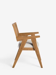 Contemporary Tweed Linen Natural Abel Arm Dining Chair - Image 4 of 7