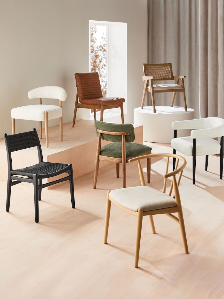 Contemporary Tweed Linen Natural Abel Arm Dining Chair - Image 7 of 7