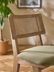 Set of 2 Soft Velvet Sage Green Abel Dark Wood Leg Dining Chairs - Image 2 of 8