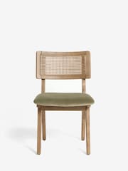 Set of 2 Soft Velvet Sage Green Abel Dark Wood Leg Dining Chairs - Image 3 of 8