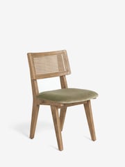 Set of 2 Soft Velvet Sage Green Abel Dark Wood Leg Dining Chairs - Image 4 of 8