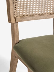 Set of 2 Soft Velvet Sage Green Abel Dark Wood Leg Dining Chairs - Image 7 of 8