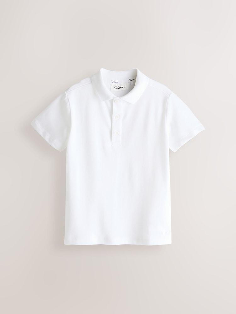 Clarks White Boys Short Sleeve School Polo Shirts 2 Pack - Image 2 of 5