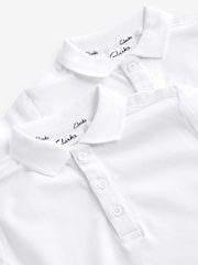 Clarks White Boys Short Sleeve School Polo Shirts 2 Pack - Image 4 of 5