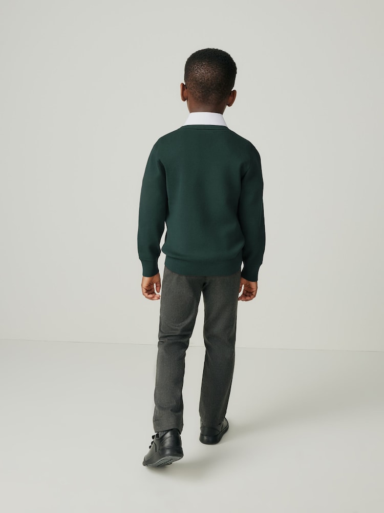 Clarks Green Long Sleeve School Knitted V-Neck Jumper - Image 2 of 6