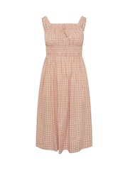 Yours Curve Pink Gingham Milkmaid Dress - Image 5 of 5