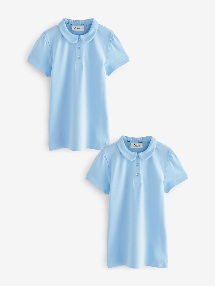 Clarks Blue Girls Short Sleeve School Shirts 2 Pack - Image 1 of 5