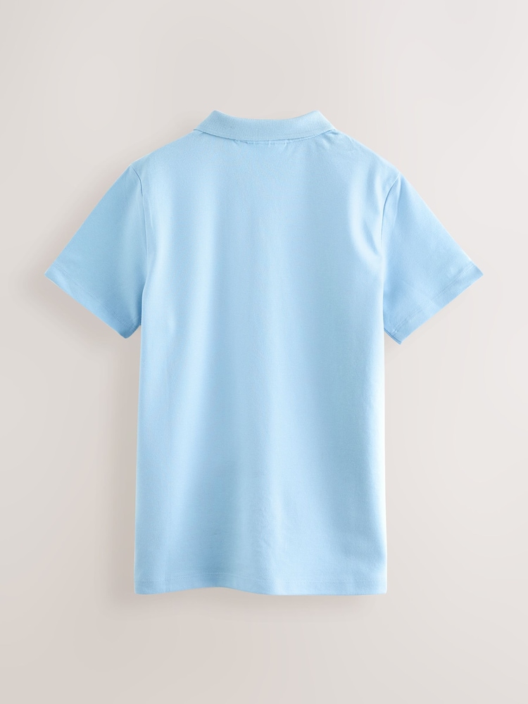 Clarks Blue Boys Short Sleeve School Polo Shirts 2 Pack - Image 3 of 5