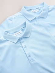 Clarks Blue Boys Short Sleeve School Polo Shirts 2 Pack - Image 4 of 5