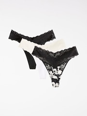Lipsy Lace Detail Thongs 3 Pack - Image 7 of 8