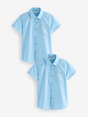 Clarks Blue Short Sleeve Clarks Boys School Shirts 2 Pack - Image 1 of 4