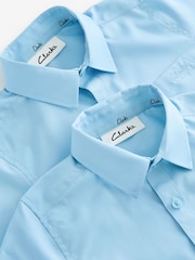 Clarks Blue Short Sleeve Clarks Boys School Shirts 2 Pack - Image 4 of 4