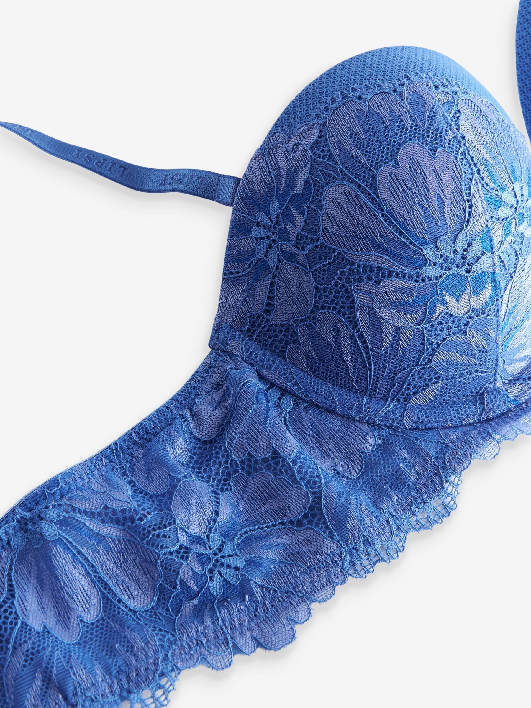 Buy Lipsy Blue Lace Underwired Balcony Bra from Next USA