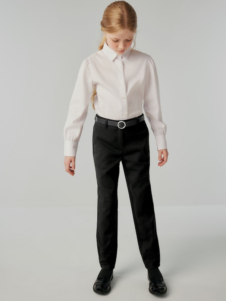 Clarks Dark Black Senior Girls Belted Slim Trousers - Image 1 of 8