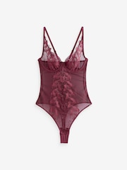 Lipsy Plum Purple Placement Lace Thong Back Bodysuit - Image 2 of 6