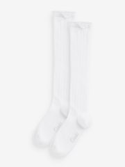 Clarks Off White 2 Pack Girls Knee High School Socks - Image 1 of 2