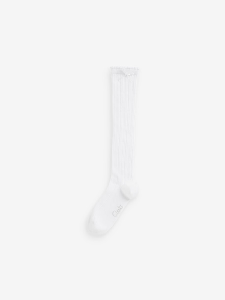 Clarks Off White 2 Pack Girls Knee High School Socks - Image 2 of 2